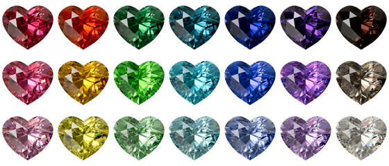 Set wielo- barwioni kierowi rżnięci diamenty odizolowywający na białym tle