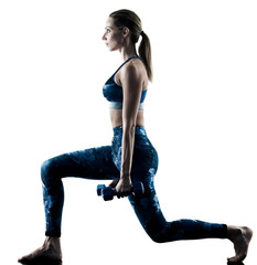 jedna kobieta kaukaski wykonując ćwiczenia fitness ćwiczenia w sylwetce na białym tle