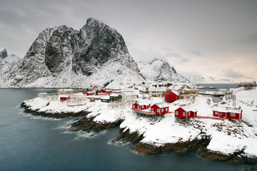 Krajobraz Norwegii lofotens - hamnoy