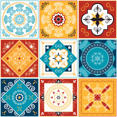 Kolorowe płytki dekoracyjne. Ilustracji wektorowych.