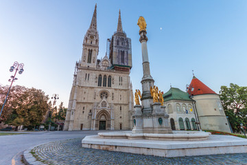 Zagreb Cathedral at sunrise. Croatia