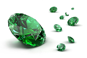 Szmaragdy na białym tle
