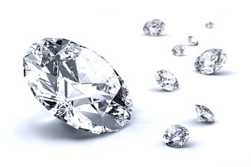 Diamenty na białym tle