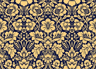 Wektor bez szwu desenie adamaszku złota. Bogaty ornament, wzór starego złota w stylu damasceńskim