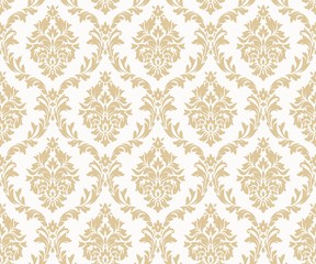 Wektor bez szwu desenie adamaszku złota. Bogaty ornament, wzór starego złota w stylu damasceńskim