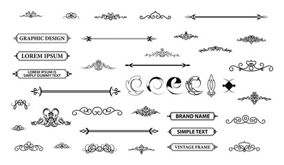 Vintage set decor elements. Decoration for logo