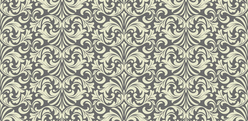 Kwiatowy wzór. Tapeta w stylu barokowym. Bezszwowe tło wektor.