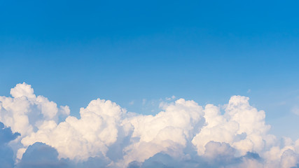 Panorama top of clouds and blue sky background