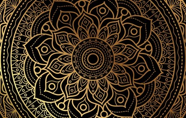 Elegant background with gold luxury floral pattern texture and traditional arabian mandala concept, use for islamic ramadan banner design, business card greeting card, and poster design vector eps10