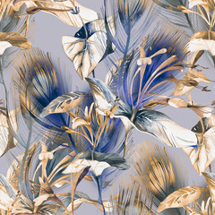 Tropikalny wzór. Akwarele tła.