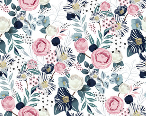 Ilustracja wektorowa bez szwu kwiatowy wzór