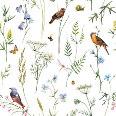 Akwarela kwiatowy wektor wzór