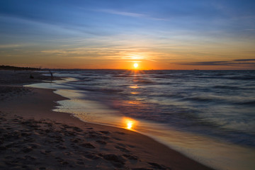 Zachód słońca nad Morzem Bałtyckim. Zatoka Gdańska, Gdańsk Sobieszewo 
