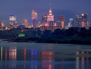 Warsaw Skyline by Night - Panorama Warszawy nocą
