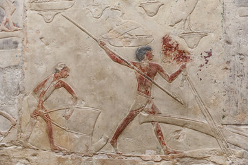 Sceny w Nekropolii Sakkara, Kairze, Egipcie