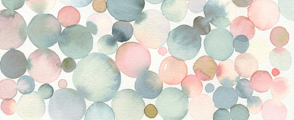  bańki pociągnięciami pędzla akwarela malowane tła. Papier teksturowy.
