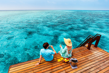 Couple at tropical resort