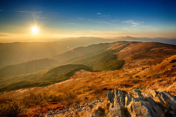 Krajobraz Bieszczad jesienią