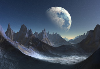 3D odpłacający się fantazja obcego krajobraz - 3D ilustracja