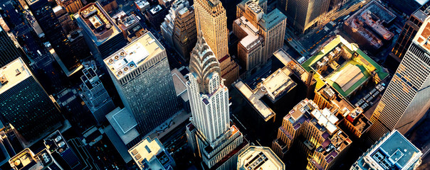 Widok z lotu ptaka drapacze chmur Midtown Manhattan Miasto Nowy Jork