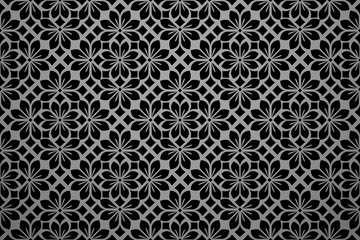 Kwiatowy wzór geometryczny. Bezszwowe tło wektor. Biało-czarny ornament