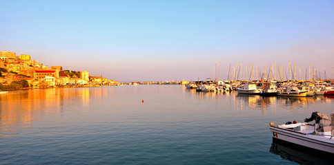 view of the harbor in Sciacca Sicily Italy