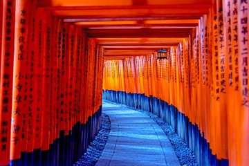Red Torii gates in Fushimi Inari shrine in Kyoto, Japan