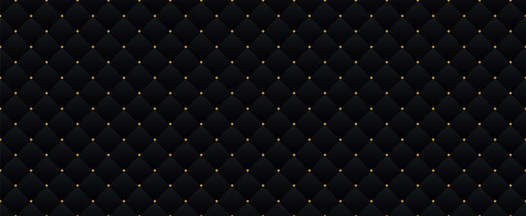 Czarny ciemny elegancki wzór w stylu retro z małymi złotymi kropkami. Może być używany na imprezę królewską premium. Luksusowy plakat szablon BG z rocznika tekstury skóry. Tło dla karty z zaproszeniem