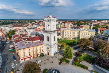 Clock Twoer in Przemyśl aerial view