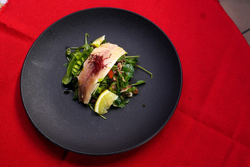 Seafood on a restaurant table