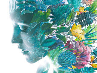 Malarstwo. Portret kobiety połączony z obrazem