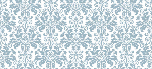 Kwiatowy wzór. Tapeta w stylu barokowym. Bezszwowe tło wektor. Biało-niebieski ornament.