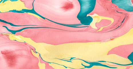 PASTELOWA ABSTRAKCJA RÓŻ ŻÓŁĆ I ZIELEŃ 