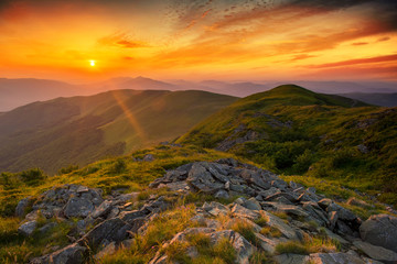 Beautiful summer sunset in the mountains