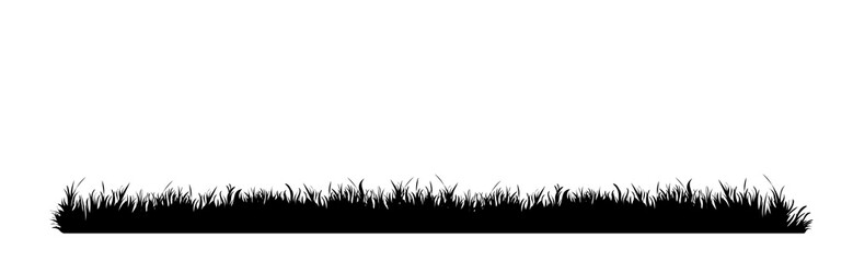 Vector silhouette of meadow on white background. Symbol of nature with grass.