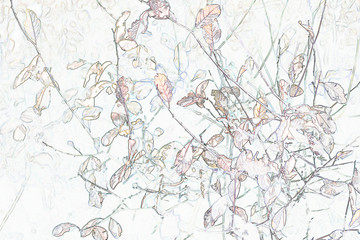 Żółte jesienne liście na gałązkach