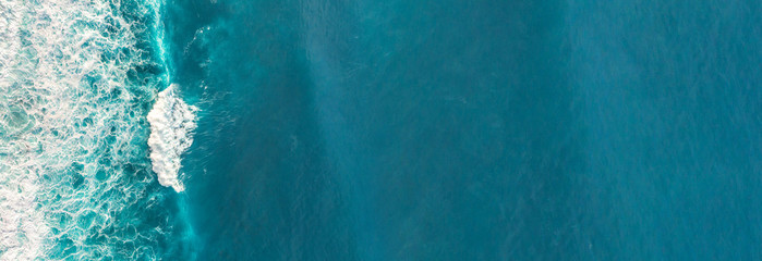 Aerial view to waves in ocean Splashing Waves.