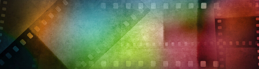 Colorful film strip frames background