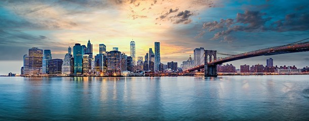New York city sunset panorama 