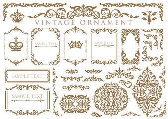 vintage ornament set. floral frames and borders.
