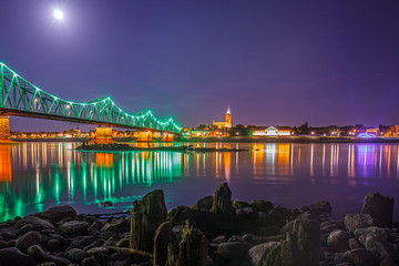 Włocławek - most i katedra nocą