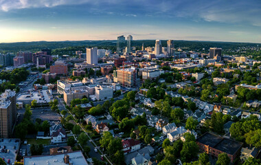 Aerial landscape of White Plains, New York