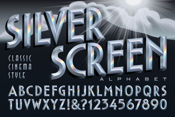 An Alphabet in a Retro Style of 1930s to 1960s Classic Cinema Titles