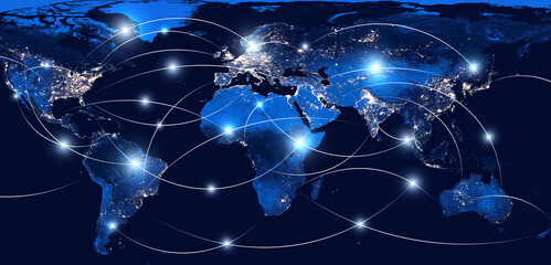 Global networking and international communication. World map as a symbol of the global network. Elements of this image furnished by NASA.