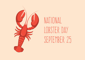 National Lobster Day vector. Red lobster icon vector. Favorite seafood vector. Lobster Day Poster, September 25