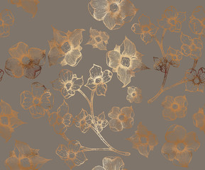 Złote kwiaty na ciemnym tle