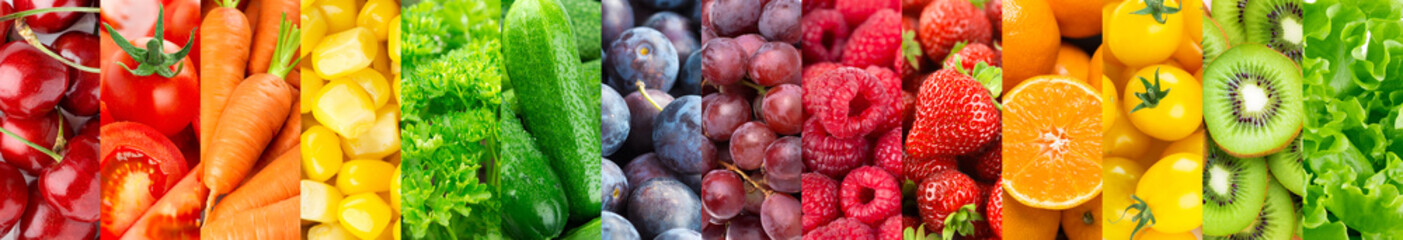 Tło z owoców, warzyw i jagód. Świeże jedzenie. Zdrowe jedzenie