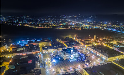 Nowy Sącz, centrum miasta wieczorową pora