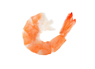Cooked shrimp isolated on white background.