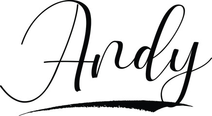  Andy -Male Name Cursive Calligraphy on White Background
